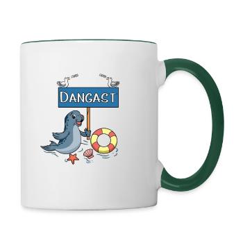 Moin Moin - Nordseebad Dangast - Tasse zweifarbig - Weiß/Dunkelgrün - Rechts