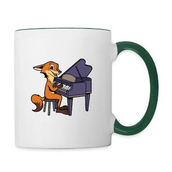 Comic Fuchs plays piano - Contrasting Mug - white/dark green - Right