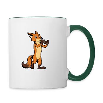 Comic Fuchs plays flute - Contrasting Mug - white/dark green - Right