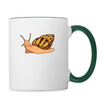 Comic Achatschnecken - Schnecken - Tasse zweifarbig - Weiß/Dunkelgrün - Rechts