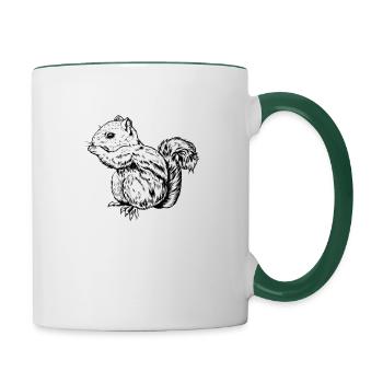 Drawing of a chipmhörchen - Contrasting Mug - white/dark green - Right