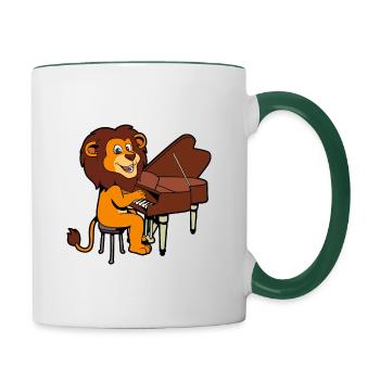 Comic Lion plays piano - Contrasting Mug - white/dark green - Right