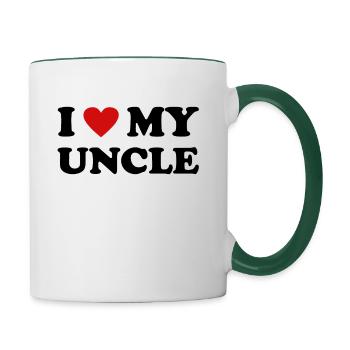 Coeur Rouge - J’aime Mon oncle - Mug contrasté - blanc/vert foncé - Droite