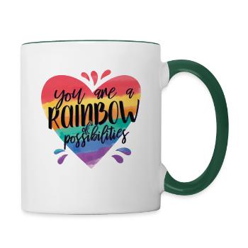 Lehrer Du Bist Ein Regenbogen Der Möglichkeiten - Tasse zweifarbig - Weiß/Dunkelgrün - Rechts