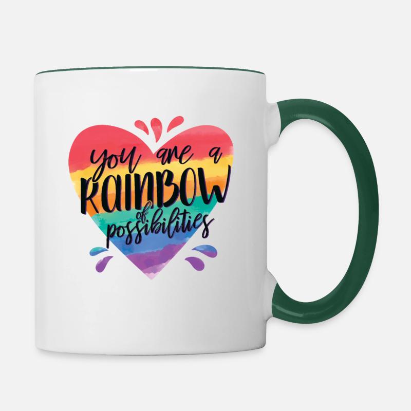 Lehrer Du Bist Ein Regenbogen Der Möglichkeiten - Tasse zweifarbig - Weiß/Dunkelgrün