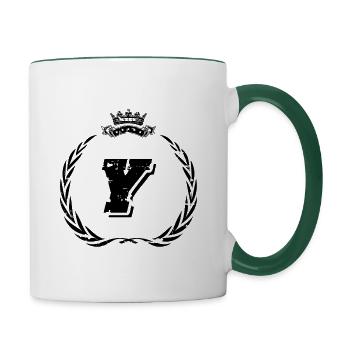 Y letter wreath - Contrasting Mug - white/dark green - Right