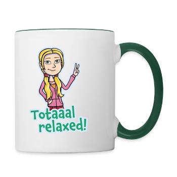 Cooles Girl. Totaaal relaxed! - Tasse zweifarbig - Weiß/Dunkelgrün - Rechts