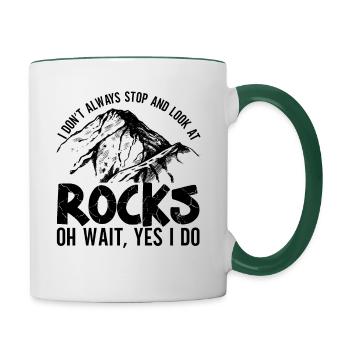 Étudiant en géologie - Mug contrasté - blanc/vert foncé - Droite