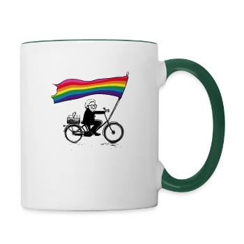 Olas gegen rechts - Tasse zweifarbig - Weiß/Dunkelgrün - Rechts