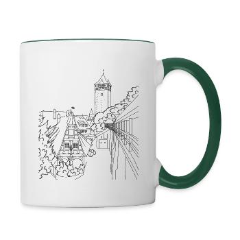 Motif Gerlachschmiede | Rothenburg ob der Tauber - Mug contrasté - blanc/vert foncé - Droite