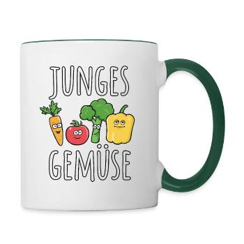 Junges Gemüse - Tasse zweifarbig - Weiß/Dunkelgrün - Rechts