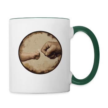 Grandpa, grandson, granddaughter Michelangelo - Contrasting Mug - white/dark green - Right