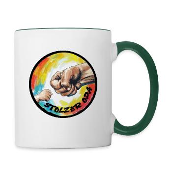 Opa Stolz Enkel Enkelin Geburtstag - Tasse zweifarbig - Weiß/Dunkelgrün - Rechts