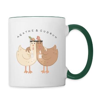 Agathe und Gudrun - Tasse zweifarbig - Weiß/Dunkelgrün - Rechts