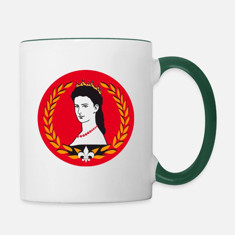 Sissi Empress Elisabeth buttons - Contrasting Mug - white/dark green