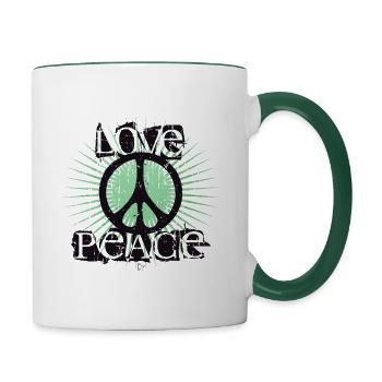 Love & Peace - Contrasting Mug - white/dark green - Right