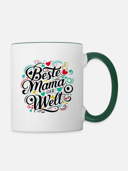Beste Mama - Tasse zweifarbig - Weiß/Dunkelgrün
