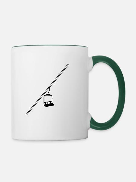 Skilift Ski Winter - Tasse zweifarbig - Weiß/Dunkelgrün