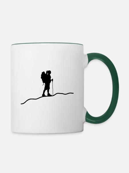 Fernweh Berge Wandern - Tasse zweifarbig - Weiß/Dunkelgrün