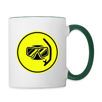 Icône du cercle des lunettes de plongée - Mug contrasté - blanc/vert foncé - Droite