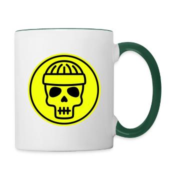 Skull kopf icon - Tasse zweifarbig - Weiß/Dunkelgrün - Rechts