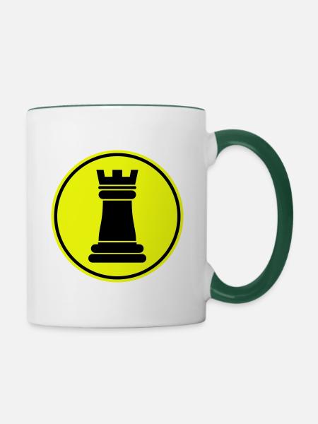 Schachfigur Turm - Tasse zweifarbig - Weiß/Dunkelgrün