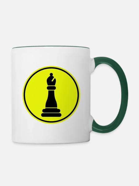 Schachfigur symbol - Tasse zweifarbig - Weiß/Dunkelgrün
