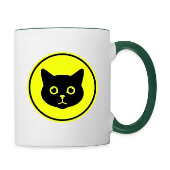 Cat head - Contrasting Mug - white/dark green - Right