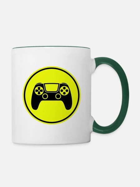 Gamepad Symbol Controller - Tasse zweifarbig - Weiß/Dunkelgrün