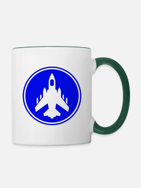 Flugzeug jet symbol - Tasse zweifarbig - Weiß/Dunkelgrün