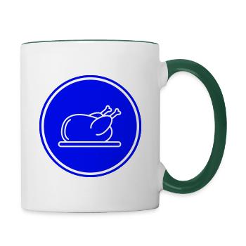 Chicken icon symbol - Contrasting Mug - white/dark green - Right