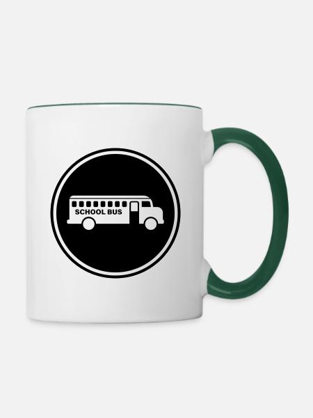 Schulbus schule - Tasse zweifarbig - Weiß/Dunkelgrün