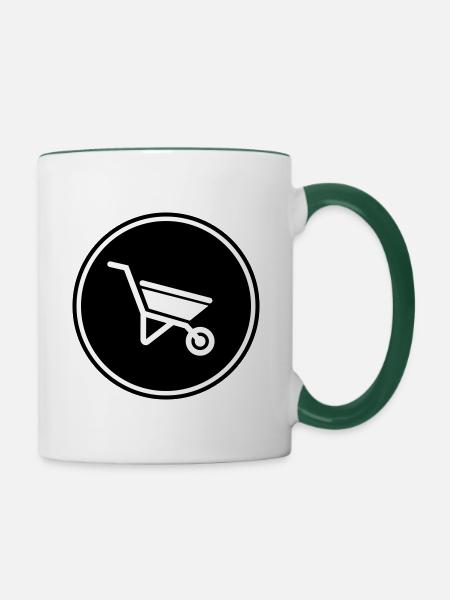 Schubkarre Symbol - Tasse zweifarbig - Weiß/Dunkelgrün