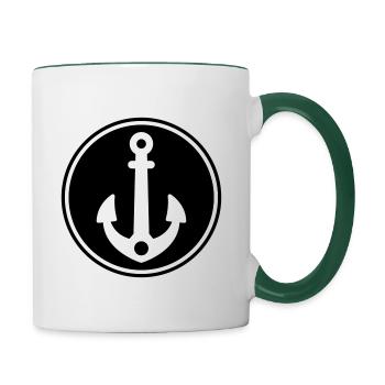 Anker Icon Symbol - Tasse zweifarbig - Weiß/Dunkelgrün - Rechts