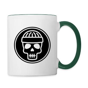 Skull kopf icon - Tasse zweifarbig - Weiß/Dunkelgrün - Rechts