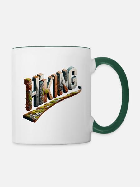 Wandern Bergsteigen Abenteuer - Tasse zweifarbig - Weiß/Dunkelgrün