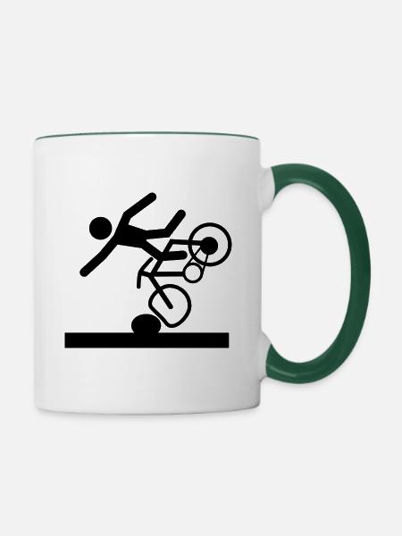 unglücklich - Tasse zweifarbig - Weiß/Dunkelgrün