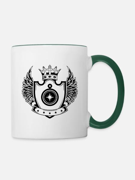 Kompass schild - Tasse zweifarbig - Weiß/Dunkelgrün