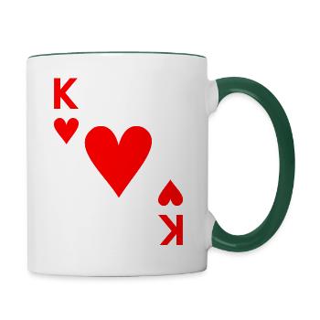 Kartenspiel Karte Herz König King - Tasse zweifarbig - Weiß/Dunkelgrün - Rechts