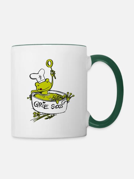 Grie Soß - Tasse zweifarbig - Weiß/Dunkelgrün