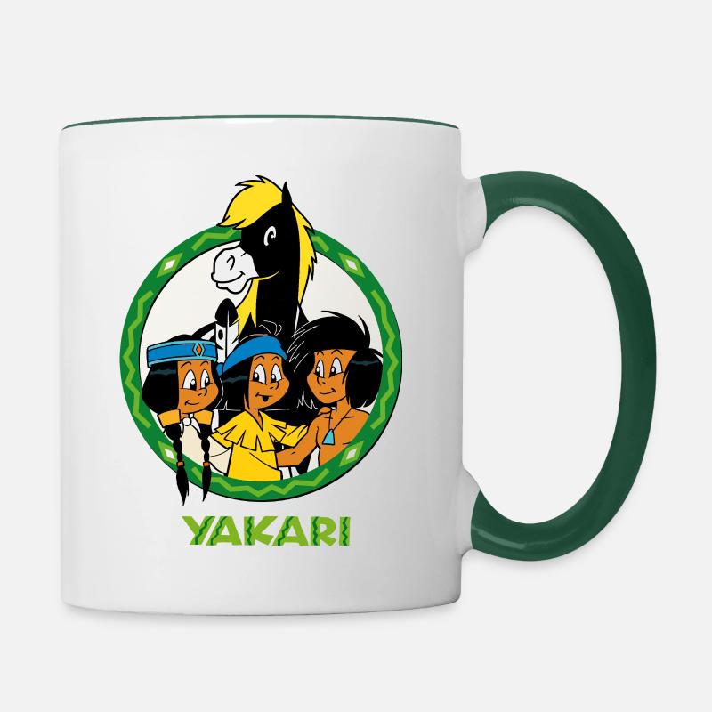 Yakari avec ses amis - Mug contrasté - blanc/vert foncé