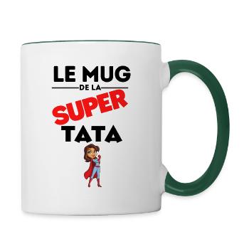 Le mug de la super tata / cadeau tata - Mug contrasté - blanc/vert foncé - Droite