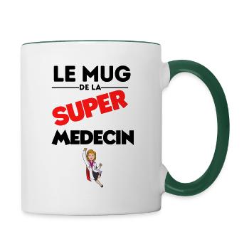 mug de la super médecin cadeau humour medecin - Mug contrasté - blanc/vert foncé - Droite