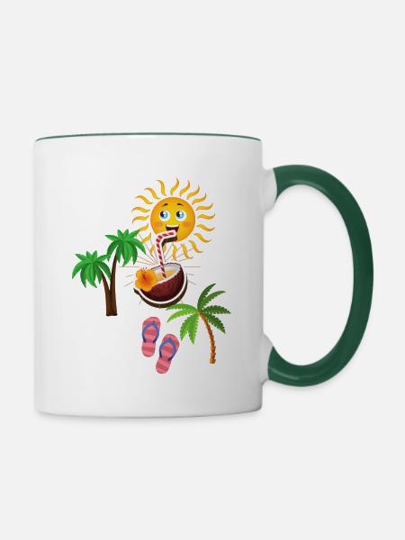 urlaub zeit - Tasse zweifarbig - Weiß/Dunkelgrün