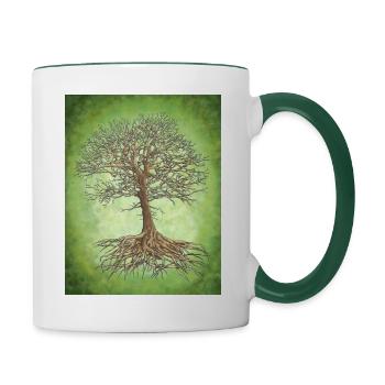 Tree of life print - Contrasting Mug - white/dark green - Right