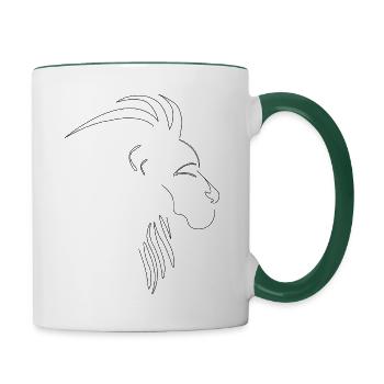 Löwenkopf - Tasse zweifarbig - Weiß/Dunkelgrün - Rechts