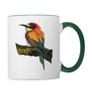 Vogel - Mok tweekleurig - wit/donkergroen - Rechts