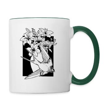 Fleur d’hirondelle - Mug contrasté - blanc/vert foncé - Droite
