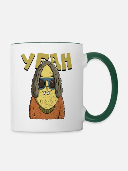 Yeah - Tasse zweifarbig - Weiß/Dunkelgrün