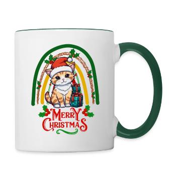 Chat Noël - Mug contrasté - blanc/vert foncé - Droite